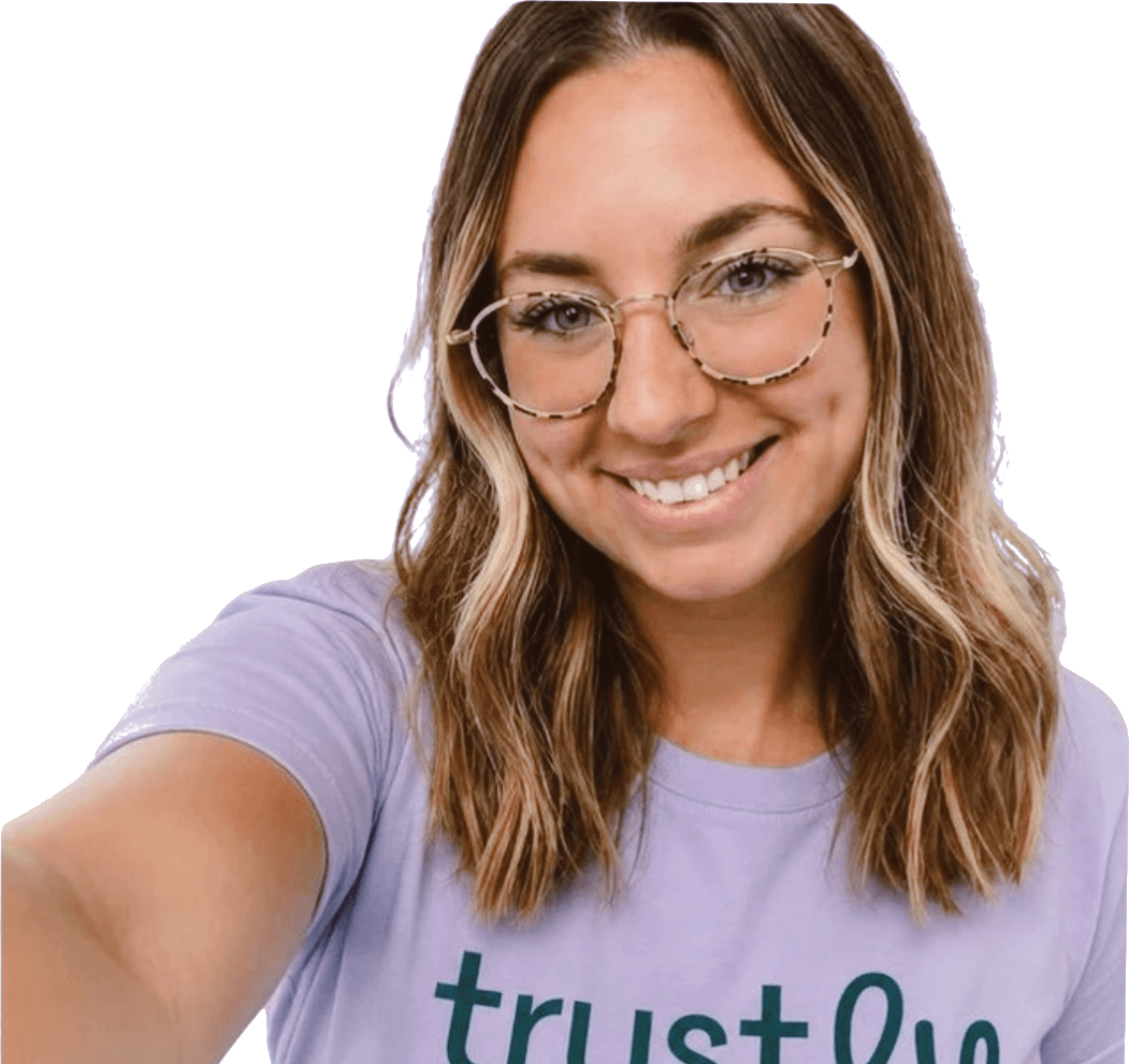Trustly community member wearing glasses